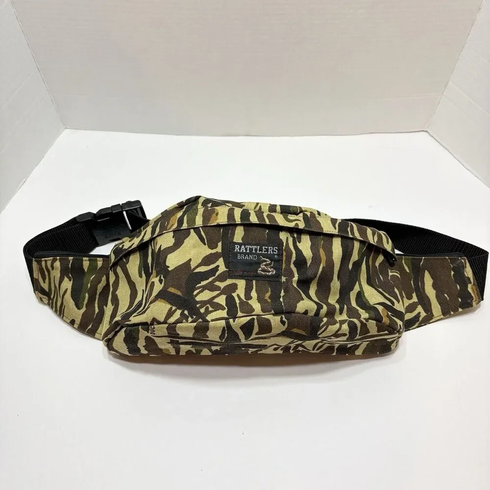 Vintage 80s 90s Rattlers Brand x Ducks Unlimited Tiger Stripe Camo Fanny Pack